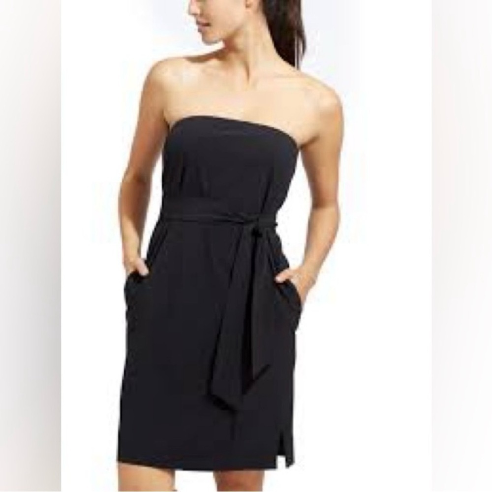 Athleta Anywhere Dress Women’s Size 4 Black Lightweight Waist Tie Strapless